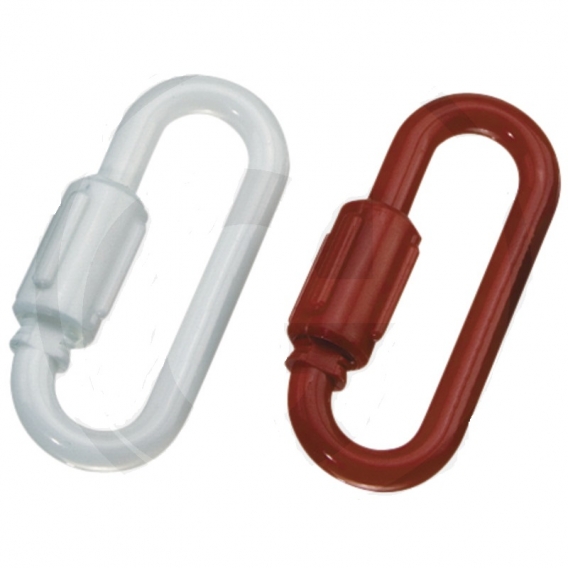 Obrázok pre Karabina plastová tloušťka 6 mm pro výstražný řetěz červená a bílá balení 2 ks