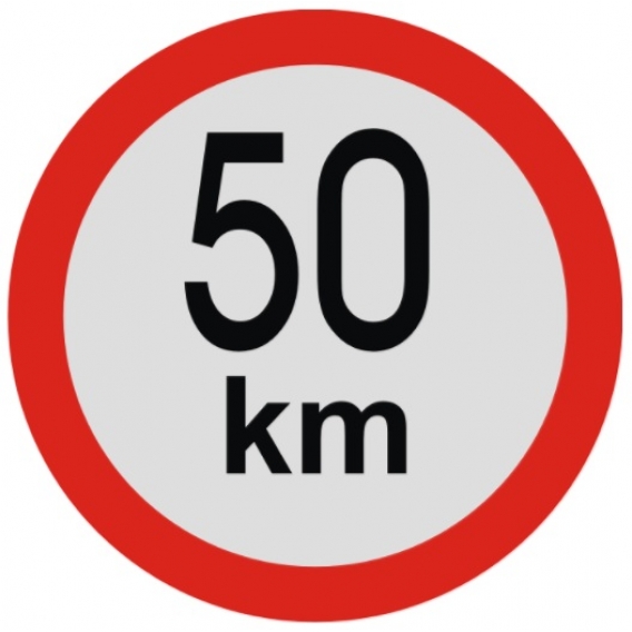 Obrázok pre Samolepka omezení rychlosti 50 km/h konstrukční rychlost průměr 200 mm