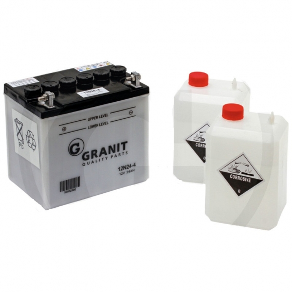 Obrázok pre Baterie Granit s kyselinovou náplní 12V 24Ah + - do zahradních sekaček 184 x 124 x 175 mm