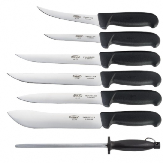Obrázok pre Sada 6 řeznických nožů s ocilkou VELKÝ ŘEZNÍK pro zabijačky, vykosťování a porcování masa