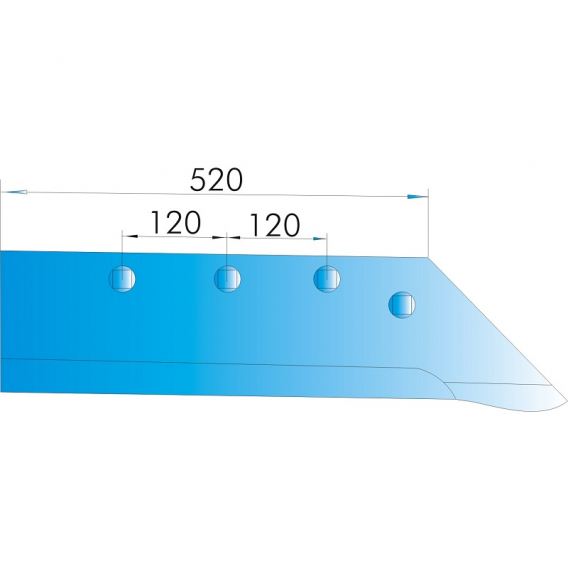 Obrázok pre Pluhové ostří levé zesílené s návarem na pluh RabeWerk typ SSP 351 WEPL 520 mm AgropaGroup