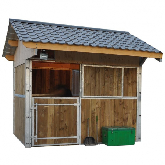Obrázok pre Dřevěný box pro koně La GÉE 3 x 3 m krytina černý vláknocement přesah střechy 1,65 m