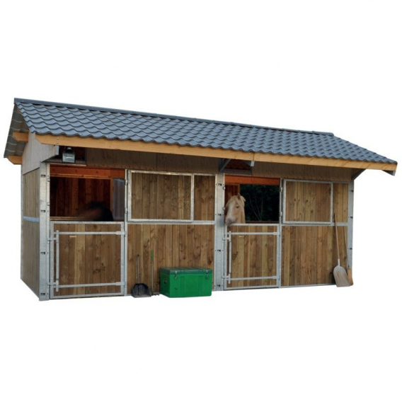 Obrázok pre Dřevěný box pro koně La GÉE 6 x 3 m krytina černý vláknocement přesah střechy 1,65 m