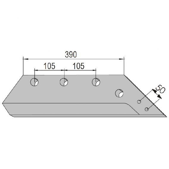 Obrázok pre Pluhové ostří pravé zesílené pro dláto na pluh Unia XZ, LONG délka 390 mm AgropaGroup