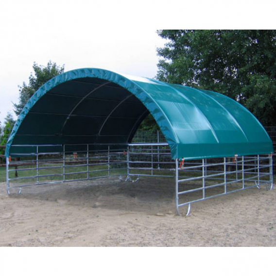 Obrázok pre Plachtový přístřešek pro koně a skot z ohradních panelů 6 x 6 m se střechou a kotvením