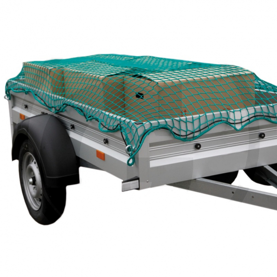 Obrázok pre Ochranná síť pro přívěsy, přívěsné vozíky 2,7 x 1,5 m k zajištění nákladu oka 30 mm zelená