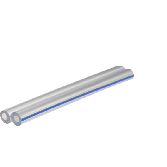 Obrázok pre Dvojitá PVC vzduchová hadice podtlaková k pulzátoru dojení 13 x 7 mm modrý proužek metráž