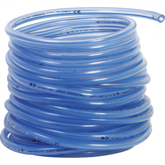 Obrázok pre PVC hadice na mléko 26 x 16 mm transparentní modrý proužek role 25 m