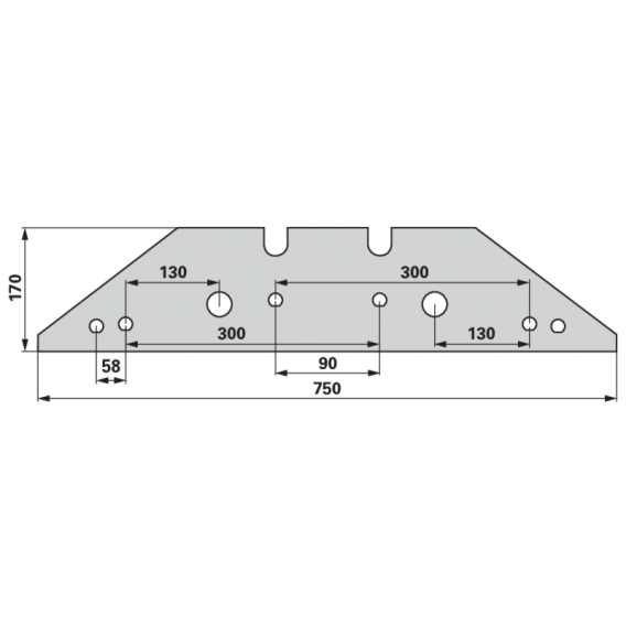 Obrázok pre Plaz dlouhý oboustranný FRANK na pluh Kverneland, Pöttinger 073609 750 x 170 x 11 mm