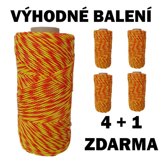 Obrázok pre Balení 4+1 ZDARMA - Ohradníkové lanko Economy line M+S 2 mm/250 m žluto-oranžové 15 Ohm/m