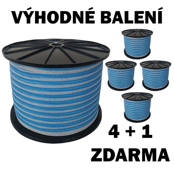 Obrázok pre Balení 4+1 ZDARMA - Ohradníková páska Standard line M+S 20 mm/500 m modro-bílá, 9 Ohm/m