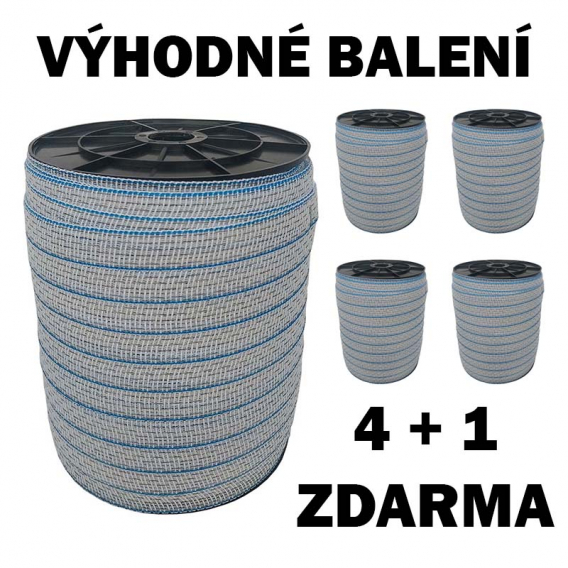 Obrázok pre Balení 4+1 ZDARMA - Ohradníková páska Profi line M+S 20 mm/200 m ResistLight 0,31 Ohm/m