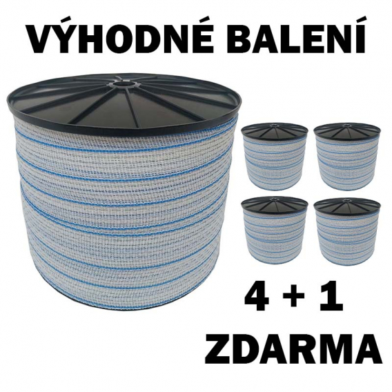Obrázok pre Balení 4+1 ZDARMA - Ohradníková páska Profi line M+S 40 mm/200 m ResistLight 0,16 Ohm/m