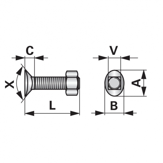 Obrázok pre Planetový šroub s maticí M12 x 70, 8.8 na radlice Kuhn 10 ks