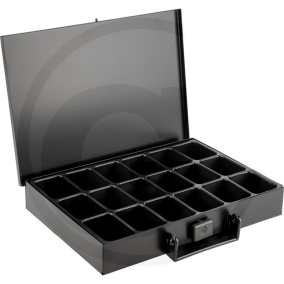 Obrázok pre Kovový organizér kufřík na šrouby 18 přihrádek Granit BLACK EDITION 330 x 230 x 50 mm
