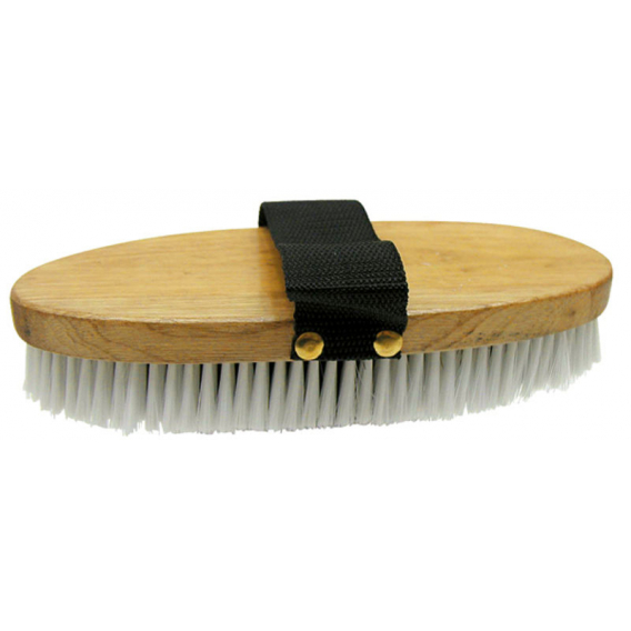 Obrázok pre Kartáč dřevěný, štětiny PVC mix, s poutkem na čištění koní a dobytka