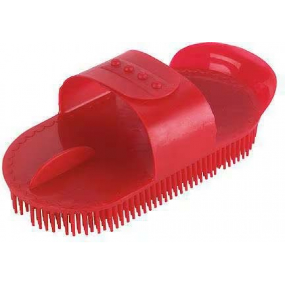 Obrázok pre Kartáč na koně s jemnými štětinami červený plastový