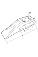 Obrázok pre Vidlicový mini zub pro lopaty nakladače a lžíce bagru délka 190 mm šířka 50 mm otvor 13 mm