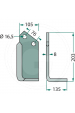 Obrázok pre Frézovací nůž pravý zahnutý 203 x 135 x 105 x 8 mm pro Kuhn půdní frézy, rotavátory
